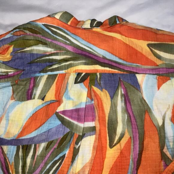 Soft Surroundings Shirt Size XL Multicolor Peregrine Tunic Blouse Fiery Strip LS - Picture 11 of 12